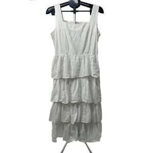 Kos Resort Dress XL Tiered‎ White Cotton Summer